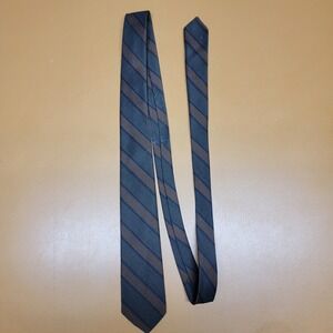 Archdale Hand Tailored Striped Necktie Mens Dark Blue Brown